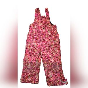 Hanna Andersson Outdoor Girl's Pink Floral One Pc Snow Ski Bibs sz 3T (90)
